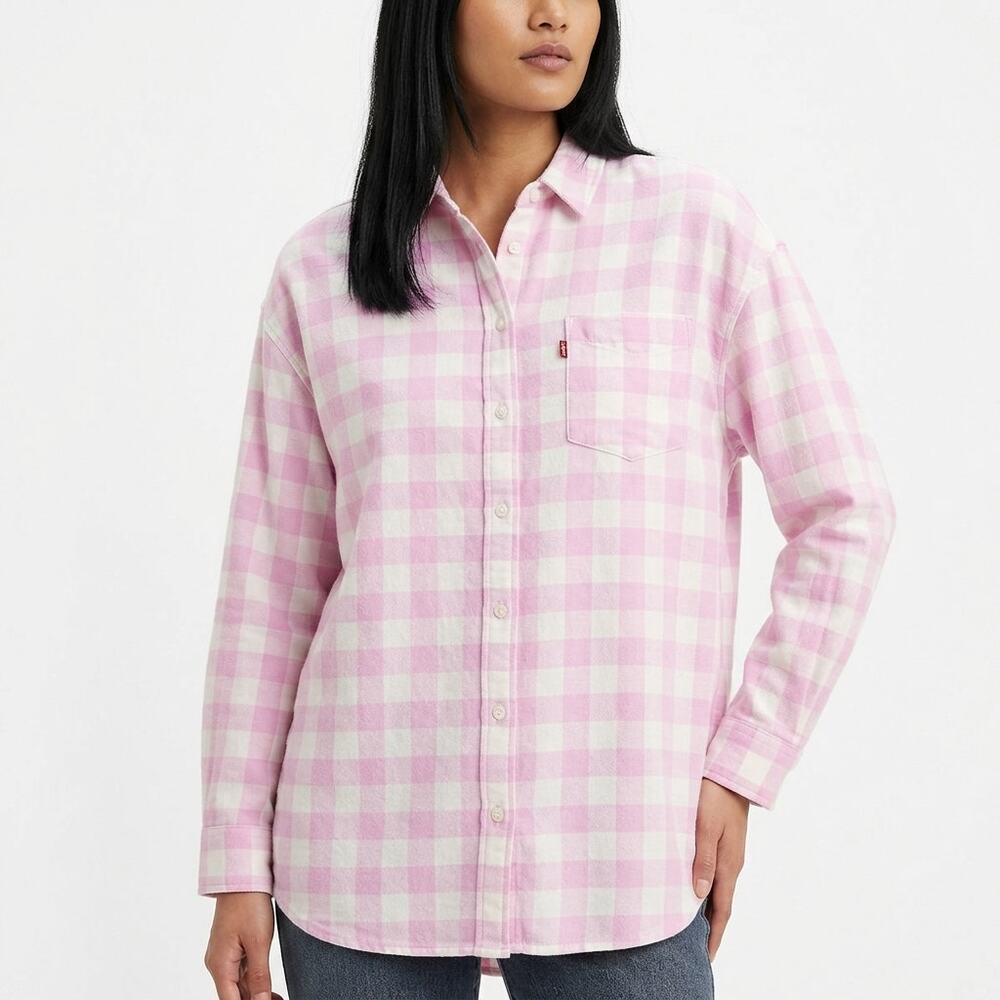 Levi's Pink Plaid Button-Up Shirt Women Plus Size 2X